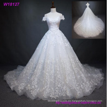 Vestido de novia de encaje blanco entero Vestido de novia de tamaño personalizado 4 6 8 10 12 14 16 18